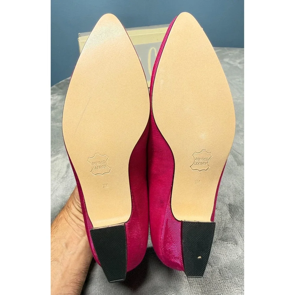 9 and Co Loafers Womens 7 M Pink Grosgrain Pointed Toe Flats Skimmer